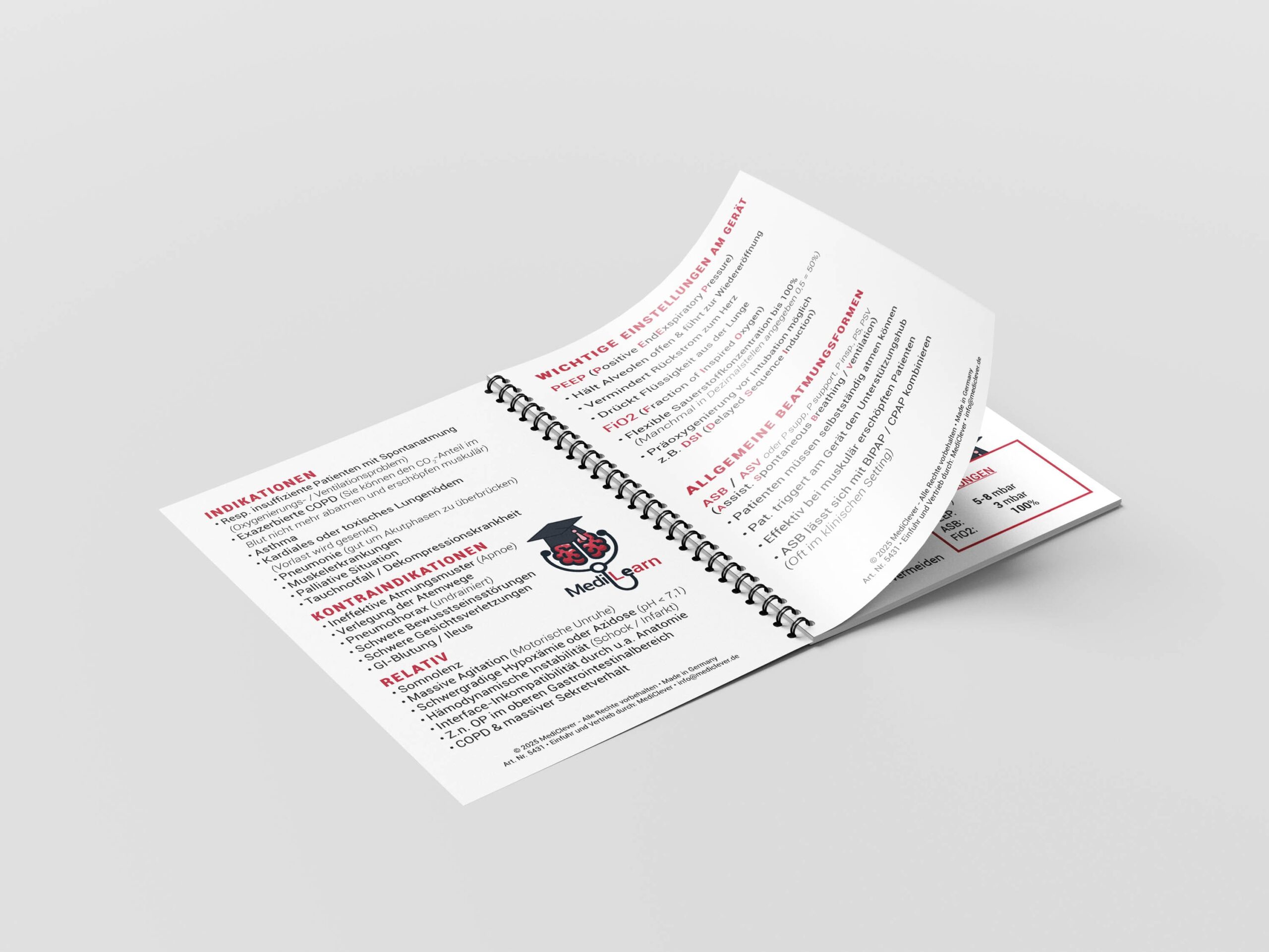 Nicht invasive Beatmung (NIV) – Pocketkarte / Taschenkarte