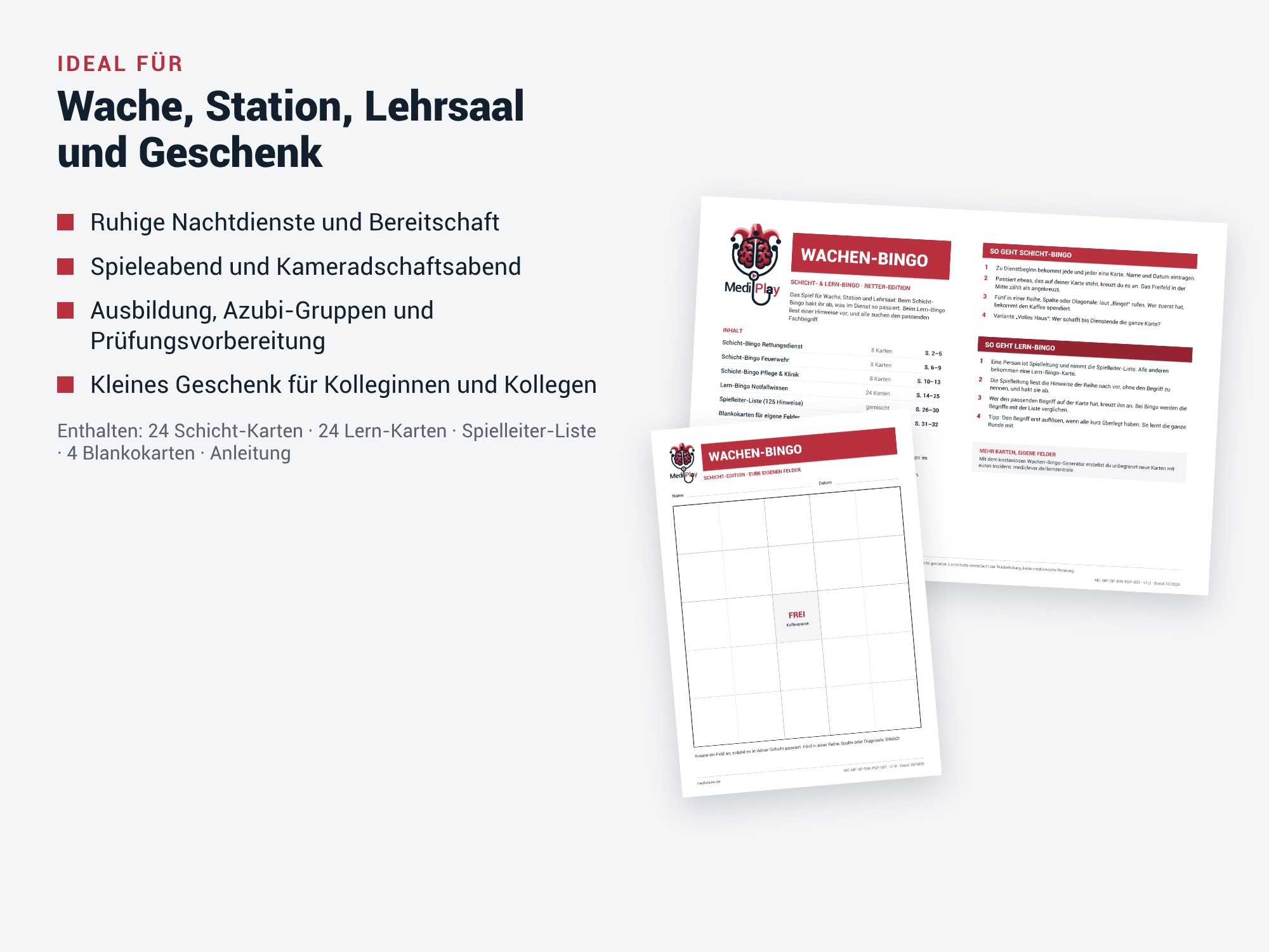 Wachen-Bingo ideal für Wache und Station