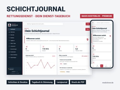 Schichtjournal – Dienst-Tagebuch für den Rettungsdienst: Basis kostenlos, Premium