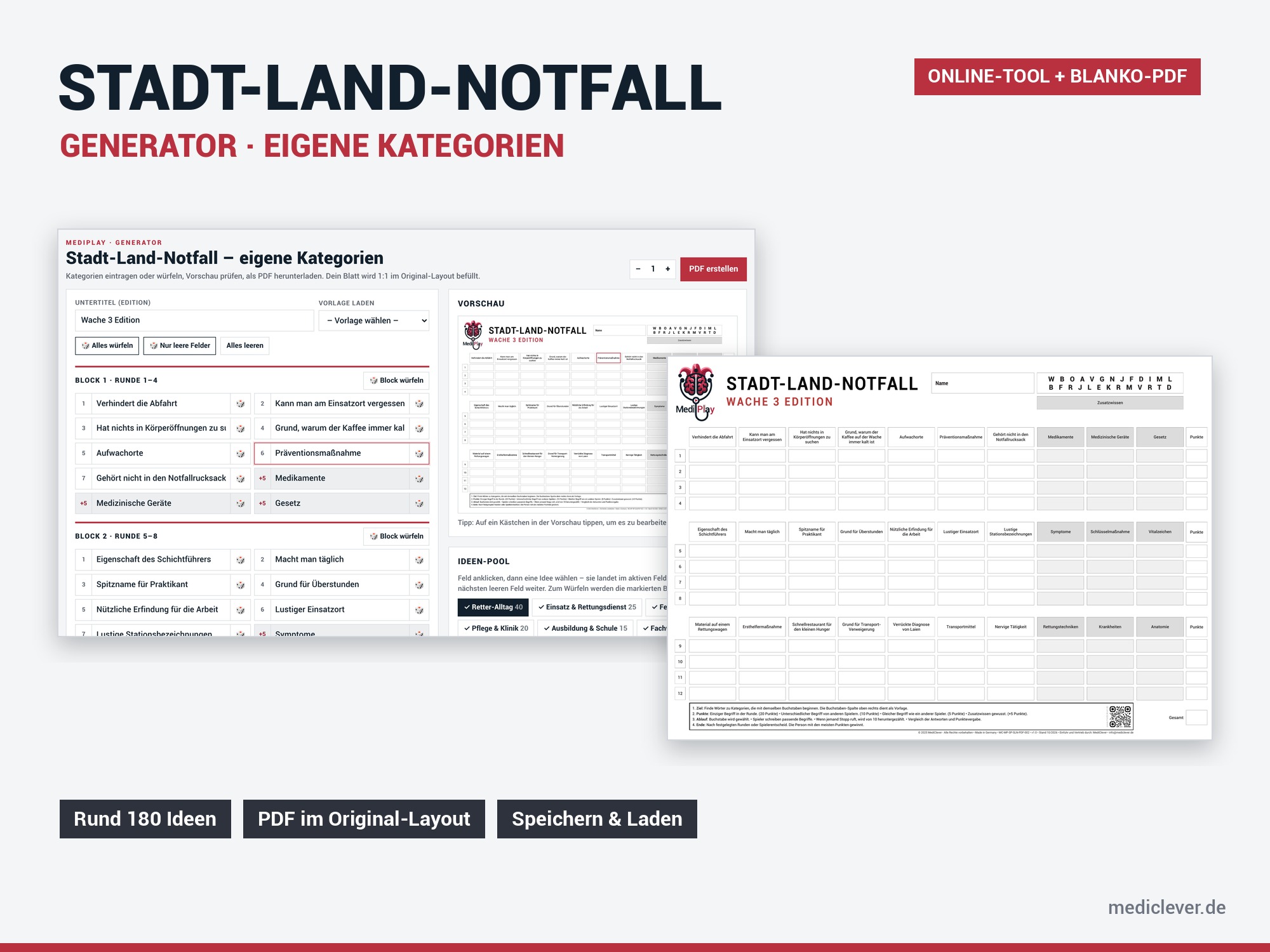Stadt-Land-Notfall · Generator – eigene Kategorien